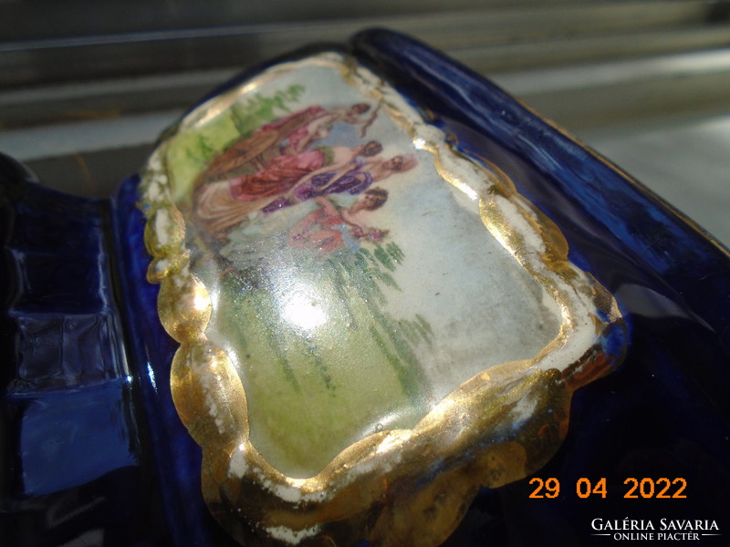 Kobalt arany Altwien majolika váza mitologikus jelenettel