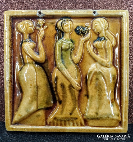 The three graces - vintage ceramic mural