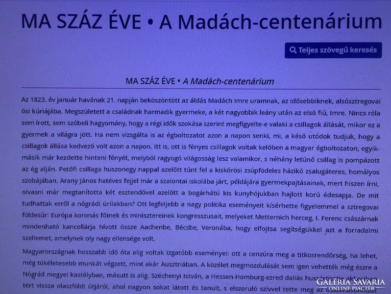 200. Madách évforduló . / Nógrád Vármegyei Madách Társaság Plakát 1923.