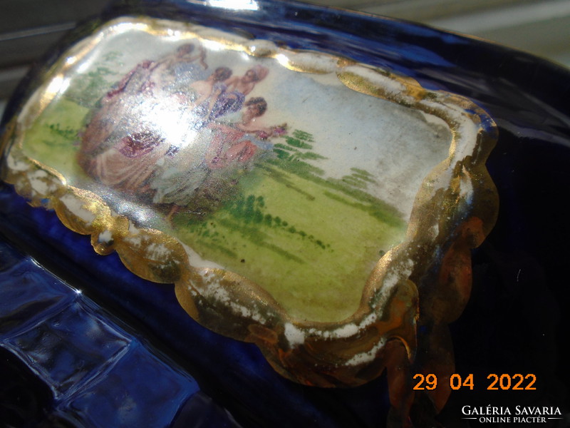 Cobalt golden altwien majolica vase with mythological scene