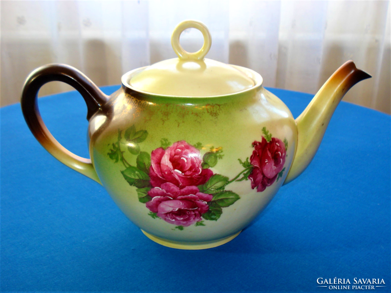 Antik rózsa mintás teás kanna, tea kínáló és tej, tejszín vagy citrom kiöntő kanna