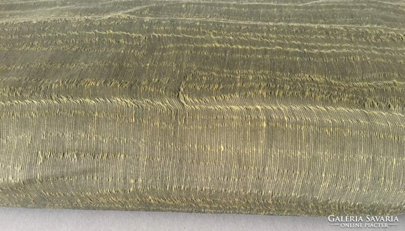 Mohazöld, vékony, 2 oldalas dekor anyag aranysárga beszövéssel