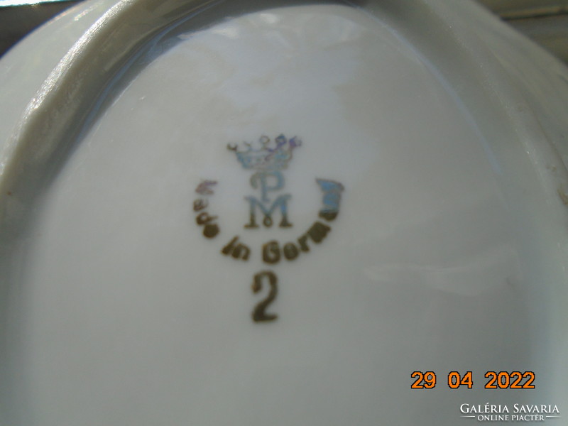 Cobalt gold decorative bowl with Meissen flower bouquet from the German company p.M martinroda