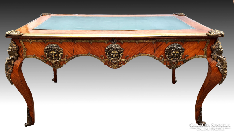 Richly decorated 3-drawer xv. Louis style, 1900. Turn of the century desk for sale / rent