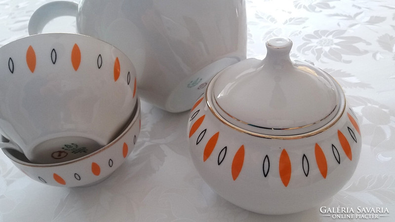 Ravenhouse retro old porcelain large teapot coffee pot cup sugar bowl 4 pcs