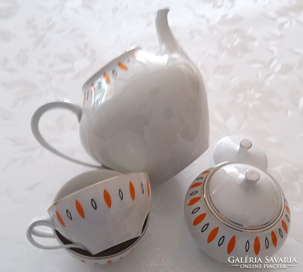 Ravenhouse retro old porcelain large teapot coffee pot cup sugar bowl 4 pcs