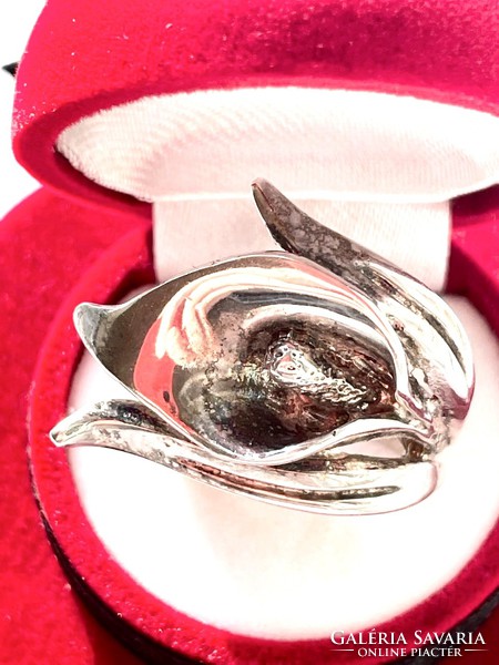 Bowl-shaped silver ring 56m