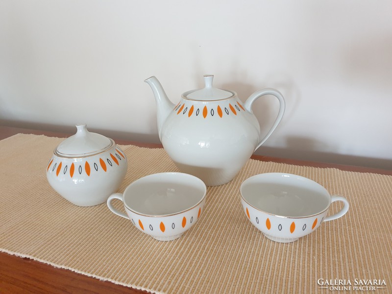 Ravenhouse retro old porcelain large teapot coffee pot cup sugar bowl 4 pcs