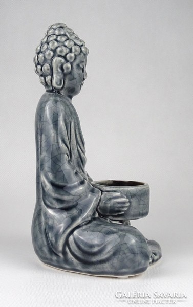1I458 meditating buddha cracked glazed ceramic statue 20 cm