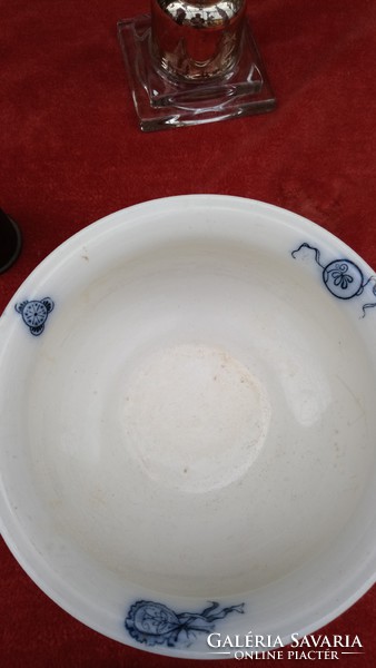 Antique marked petrus regout fan bedside pot (bowl) outside and inside painted curiosity 1892