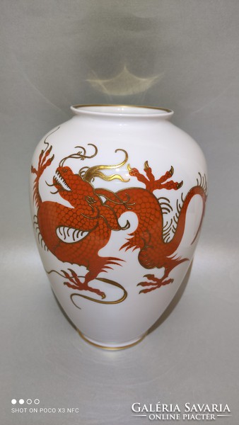 Most megéri! Ajándék ötlet! Schau Bach Kunst porcelán sárkány mintás aranyozott váza 23 cm