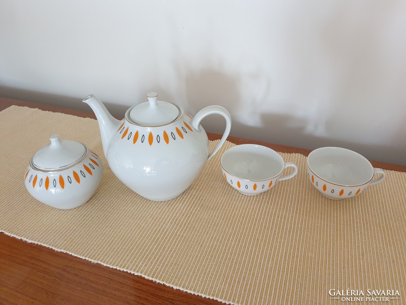 Ravenhouse retro old porcelain large teapot coffee pot cup sugar bowl 4 pcs