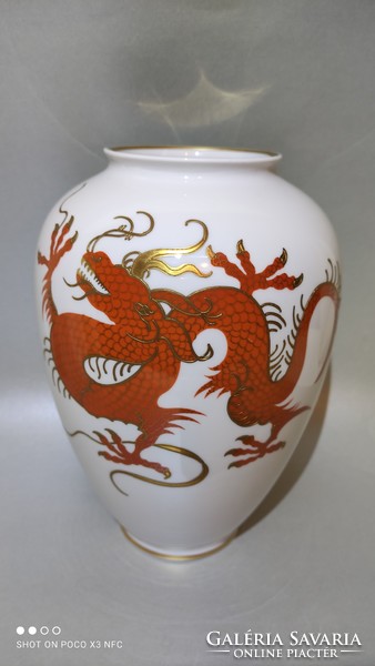 Now it's worth it! Gift idea! Schau bach kunst porcelain dragon pattern gilded vase 23 cm