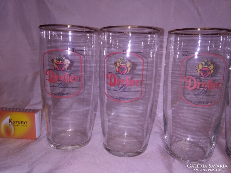 Five pieces of certified dreher beer glass - together