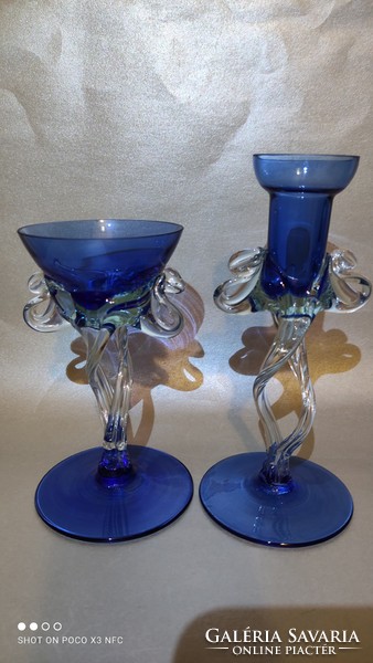 Now for pennies!!! Handcrafted glass candle holders, two pieces together, not identical but matching