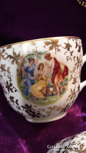 Antik jelenetes porcelán teás csésze (L2228)