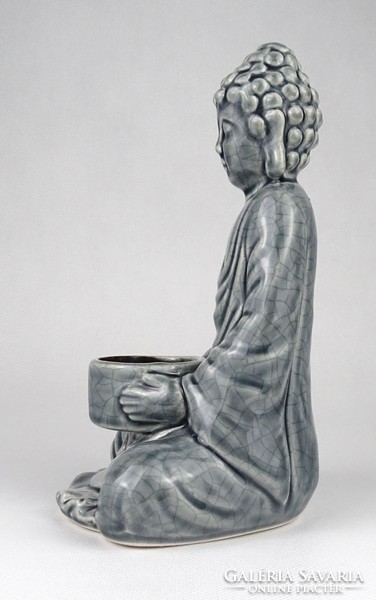 1I458 Meditáló Buddha repesztett mázas kerámia szobor 20 cm