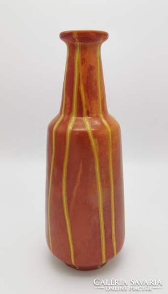 Retro vase, Hungarian handicraft ceramic, 32.5 cm high