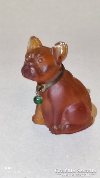 Antik cseh art - deco üveg francia bulldog kutya figura