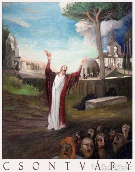 Csontváry prayer salvation 1903 art poster, Jesus Christ redeemer prayer Christian religious