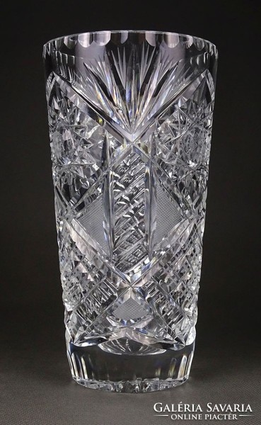 1I641 Hibátlan csiszolt üveg kristály váza 20.5 cm