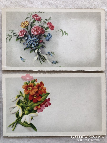 4 pcs antique graphic floral mini postcards, greeting cards - postage clean