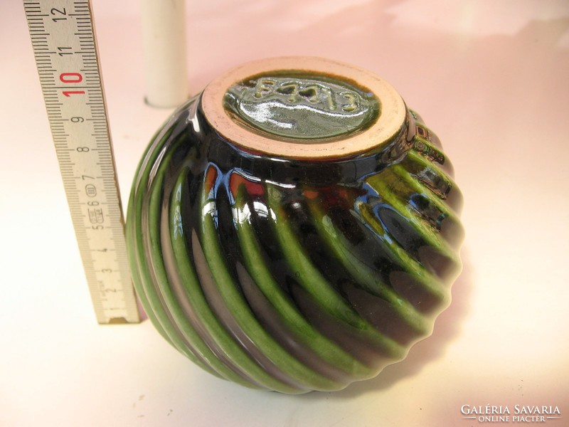 Retro gmundner artistic ribbed sphere vase f11 / 3