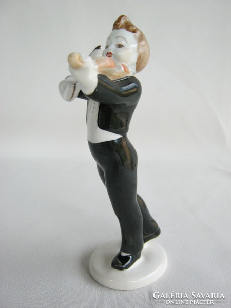 Hollóház porcelain musician little boy with violin