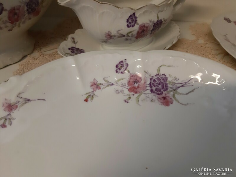 Lukafai glass factory - zsolnay porcelain cornflower pattern, antique large steak bowl, rarity