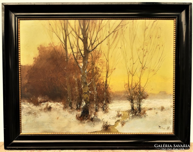 115X90cm !! Michael Zeller (1859 - 1915) Winter Forest c. Painting with original guarantee!