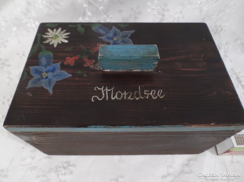 Wooden chest - antique - hand painted - Bavarian 18 x 12 x 12 cm flawless