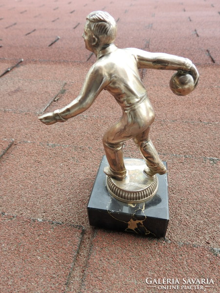Bowling - silver-plated sculpture on a marble base