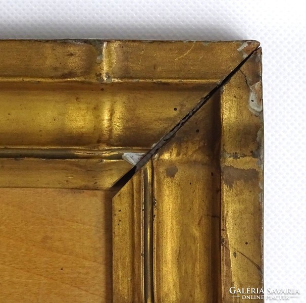 1I687 Régi festett századeleji intarziakép arany keretben 54.5 x 41.5 cm