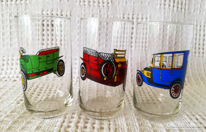Set of 6 oldtimer autos glass glasses