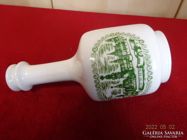 Alföldi porcelán pálinkás palack, Sopron felirattal, zöld mintával. Vanneki! Jókai.