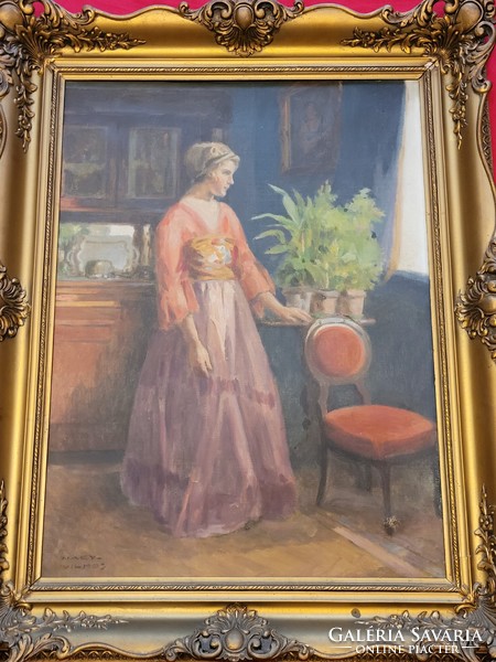 William the Great (1874-1953): original painting by a gentleman in a salon