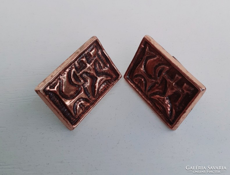 Marked applied art bronze cufflinks in one