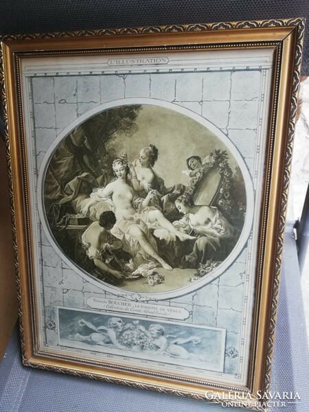 Venus print in old ornate glassy wooden frame