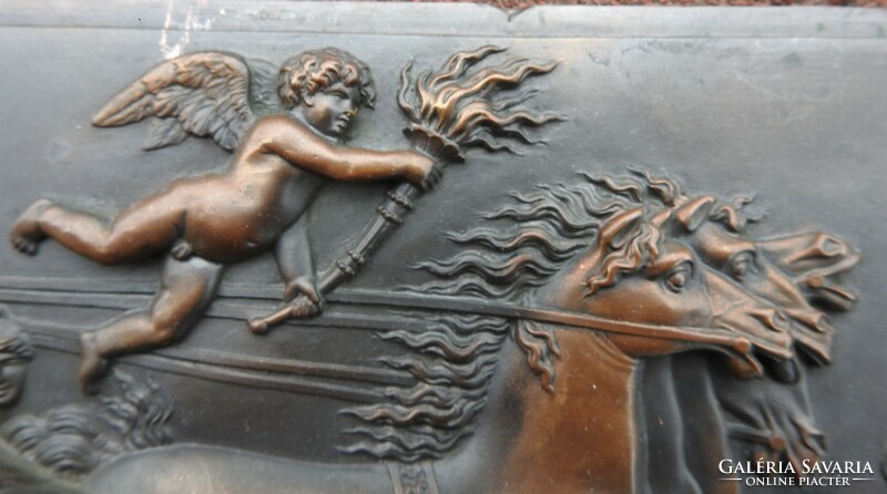 Ókori mitológia jelenetes bronzírozott dombormű falikép - galvanoplasztika - fali kisplasztika