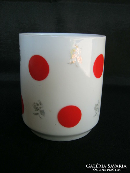 Old marked drasche porcelain red polka dot mug