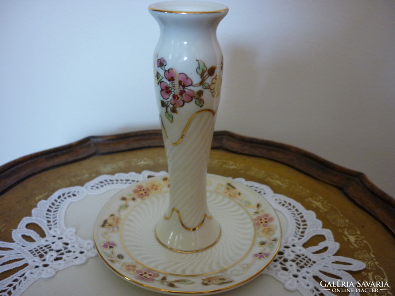 Zsolnay butterfly pattern candlestick