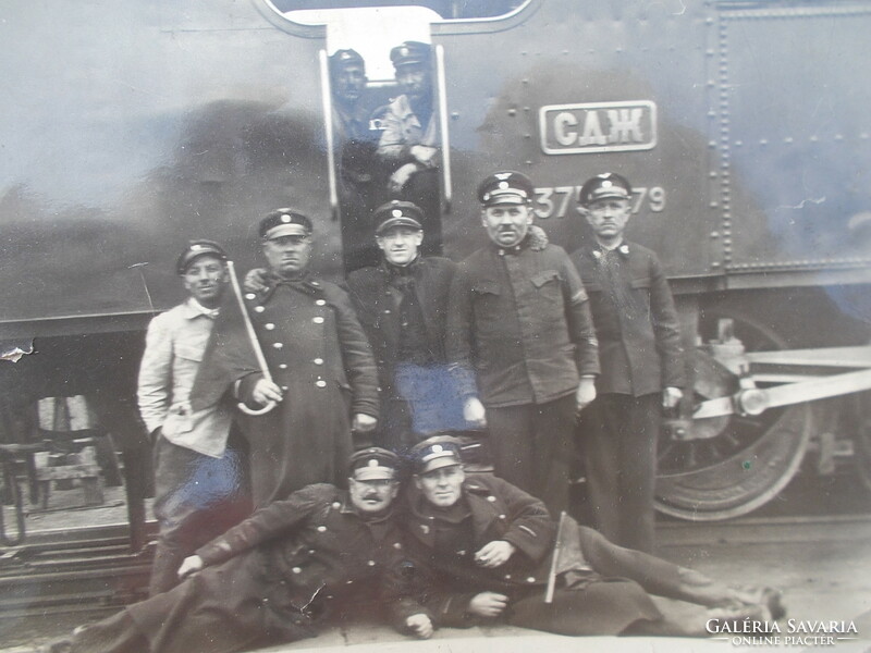 Antique photo photo group photo of railway train drivers 11.5x8.5cm