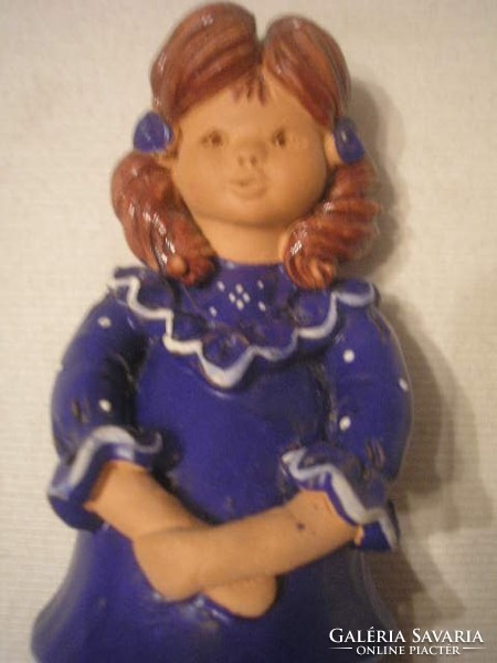 U4 Fabián Zója, marked 20 cm braided high-gloss glazed brightly colored girl statue