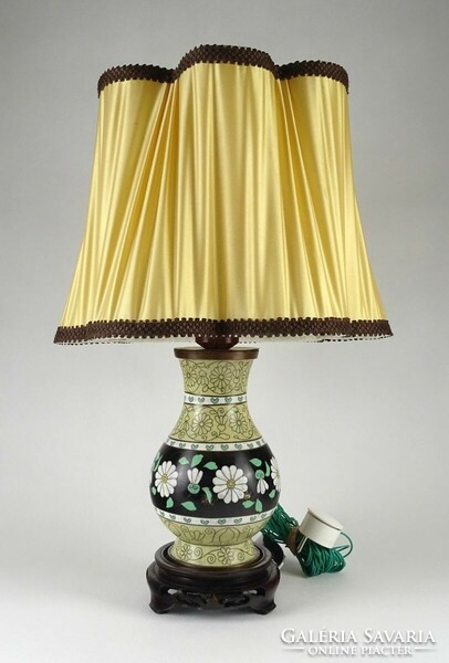 1I721 old oriental floral fire enamel lamp 43 cm