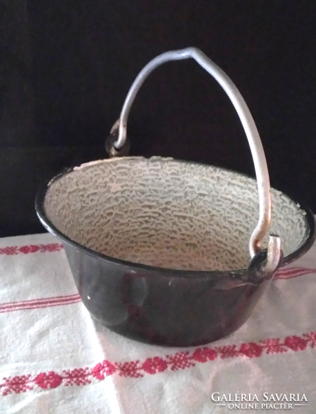 Antique black enamelled table kettle in Budafok
