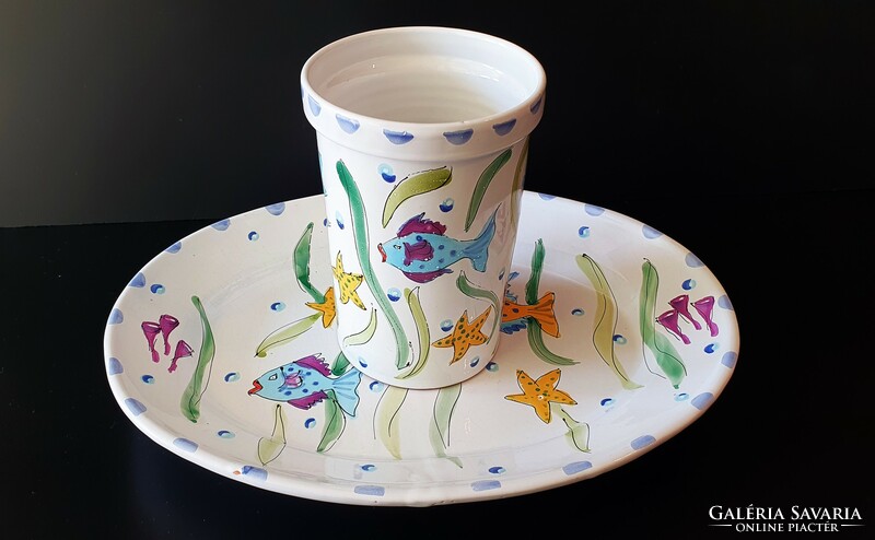 Nagy méretű porcelán tálaló tál és váza együtt eladók.