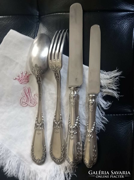 Xiv. Louis style, silver-plated, antique cutlery set, for 12 persons, 51 pieces (1925-1940)