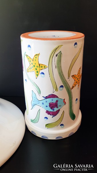 Large size porcelain serving bowl and vase together for sale.