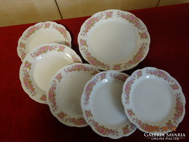 Chinese porcelain cake set for five people with rose pattern. He has! Jókai.