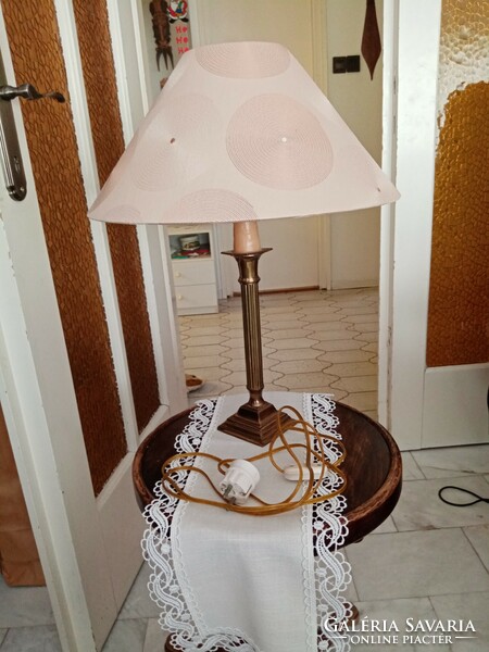 Refurbished / restored antique French copper table lamp -- with nice new shade